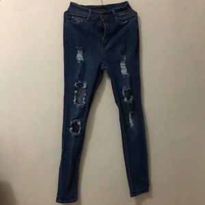 Fashion Nova Blue cut out jeans in great condition